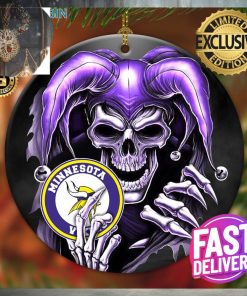 Minnesota Vikings NFL Skull Joker Custom Name 2023 Holiday Gifts Christmas Decorations Ornament