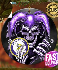 Minnesota Vikings NFL Skull Joker Custom Name 2023 Holiday Gifts Christmas Decorations Ornament