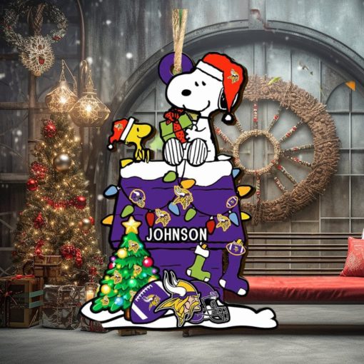 Minnesota Vikings NFL Snoopy Ornament Personalized Christmas 2023 Holidays