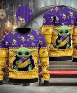 Minnesota Vikings NFL Star Wars Baby Yoda Knitted Christmas Sweater AOP Holiday