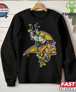 Minnesota Vikings Primary Logo Holiday Lights T Shirt