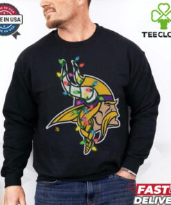 Minnesota Vikings Primary Logo Holiday Lights T Shirt 1 Minnesota Vikings Primary Logo Holiday Lights T Shirt