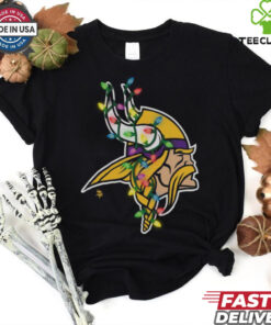 Minnesota Vikings Primary Logo Holiday Lights T Shirt 3 Minnesota Vikings Primary Logo Holiday Lights T Shirt