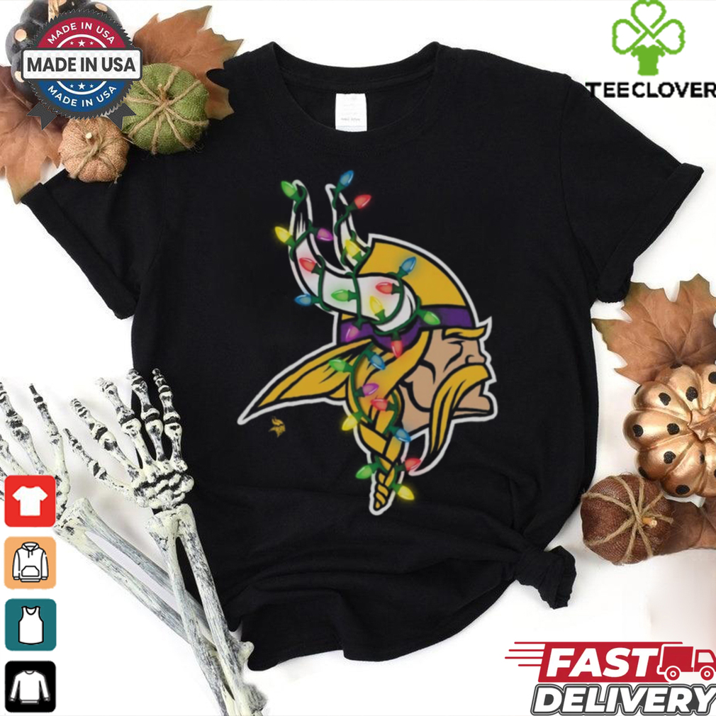 Minnesota Vikings Primary Logo Holiday Lights T Shirt Minnesota Vikings Primary Logo Holiday Lights T Shirt