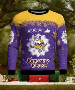 Minnesota Vikings Santa sleigh driving reindeer Pattern Ugly Christmas Sweater