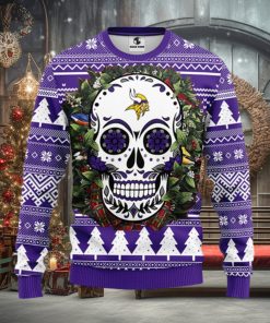 Minnesota Vikings Skull Flower Ugly Christmas Ugly Sweater