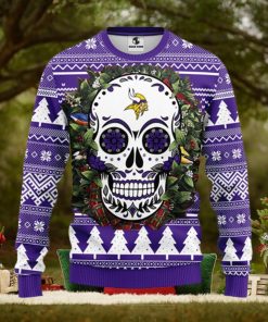 Minnesota Vikings Skull Flower Ugly Christmas Ugly Sweater