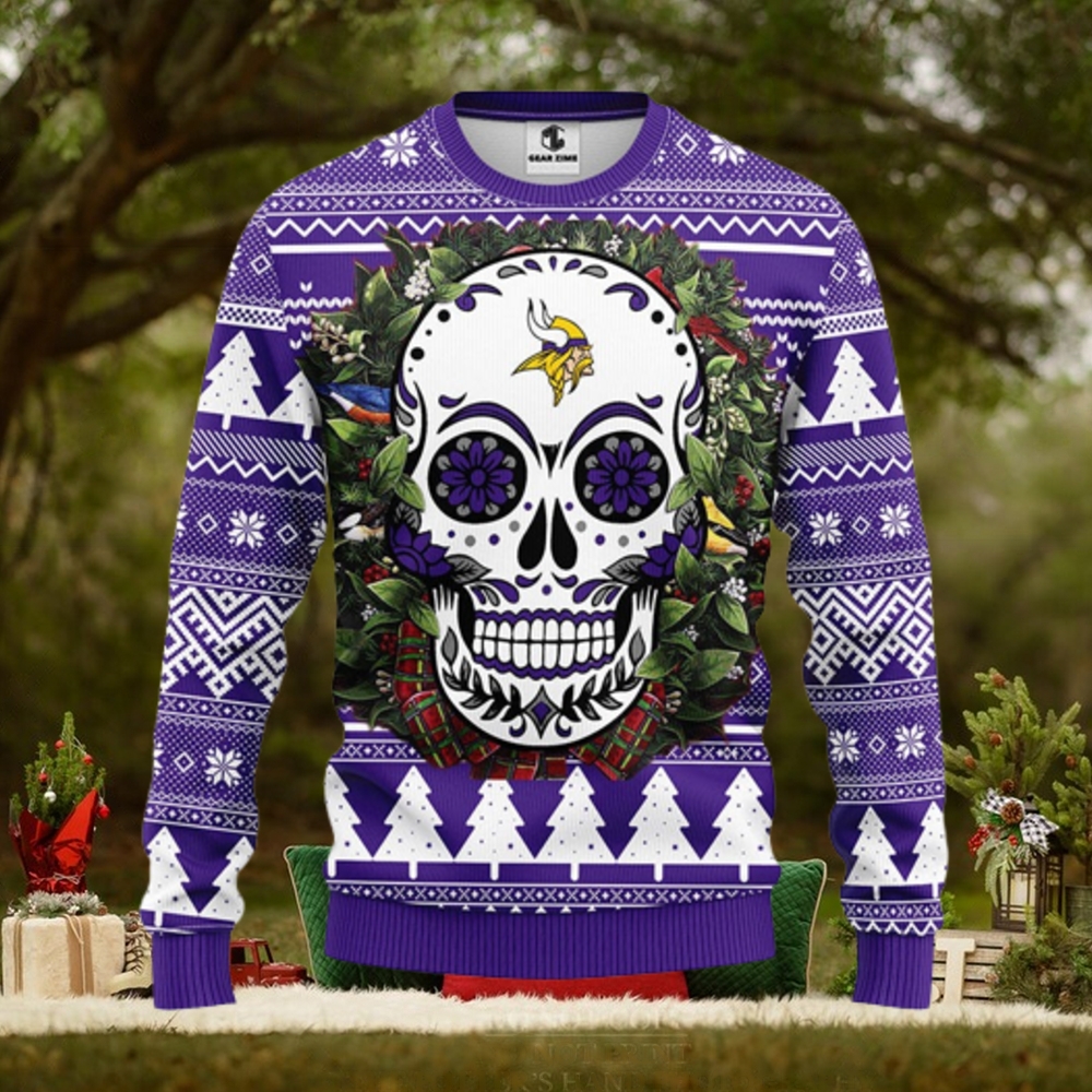 Minnesota Vikings Skull Flower Ugly Christmas Ugly Sweater Minnesota Vikings Skull Flower Ugly Christmas Ugly Sweater