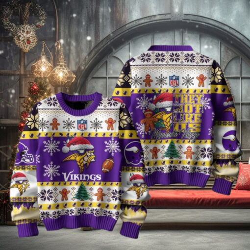 Minnesota Vikings They Not Like Us Christmas Happy Holidays Ugly Sweater