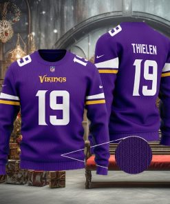 Minnesota Vikings Thielen 19 NFL Season Knitted Ugly Christmas Sweater Custom Number And Name Fans Gift