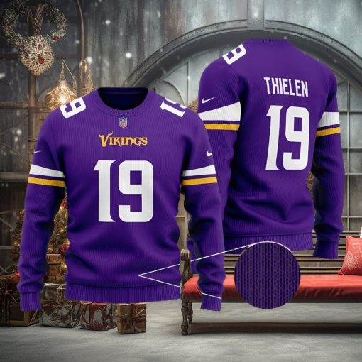 Minnesota Vikings Thielen 19 NFL Season Knitted Ugly Christmas Sweater Custom Number And Name Fans Gift