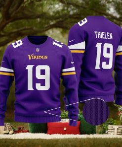 Minnesota Vikings Thielen 19 NFL Season Knitted Ugly Christmas Sweater Custom Number And Name Fans Gift