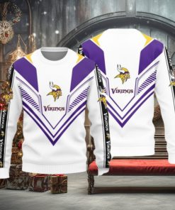 Minnesota Vikings White 3D Sweater Christmas Gift