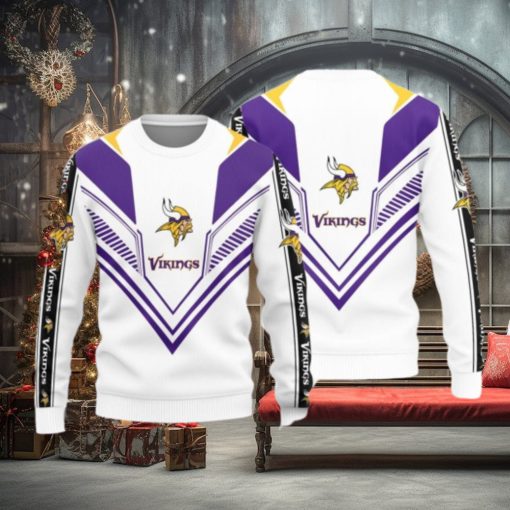 Minnesota Vikings White 3D Sweater Christmas Gift