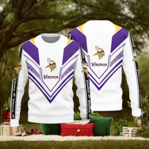 Minnesota Vikings White 3D Sweater Christmas Gift