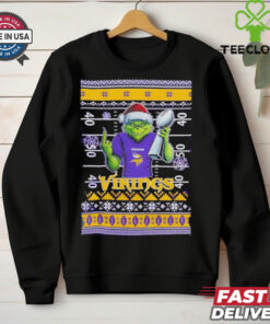 Minnesota Vikings X Grinch Christmas with Super Bowl Trophy ugly Christmas shirt