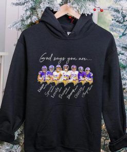 Minnesota Vikings god says you are unique special lovely precious strong chosen forgiven hoodie, sweater, longsleeve, shirt v-neck, t-shirt