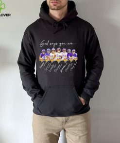 Minnesota Vikings god says you are unique special lovely precious strong chosen forgiven hoodie, sweater, longsleeve, shirt v-neck, t-shirt