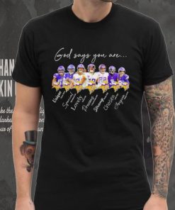 Minnesota Vikings god says you are unique special lovely precious strong chosen forgiven hoodie, sweater, longsleeve, shirt v-neck, t-shirt