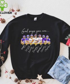 Minnesota Vikings god says you are unique special lovely precious strong chosen forgiven hoodie, sweater, longsleeve, shirt v-neck, t-shirt