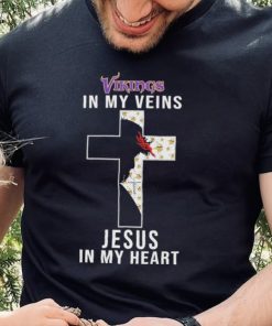 Minnesota Vikings in My Veins Jesus in My Heart 2024 Shirt