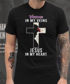 Minnesota Vikings in My Veins Jesus in My Heart 2024 Shirt