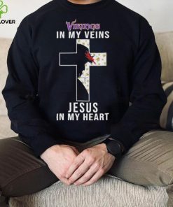 Minnesota Vikings in My Veins Jesus in My Heart 2024 Shirt