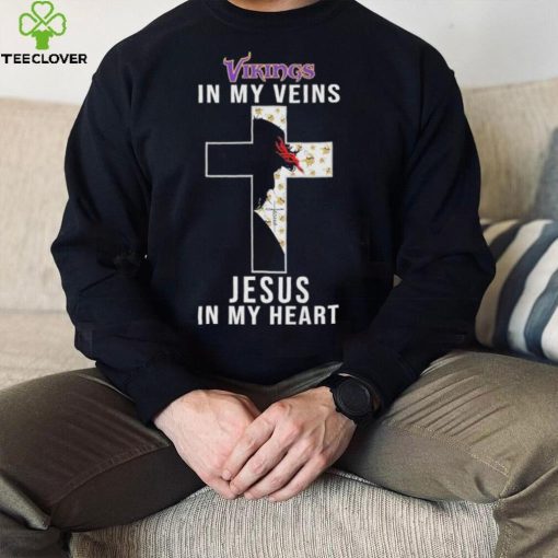 Minnesota Vikings in My Veins Jesus in My Heart 2024 Shirt