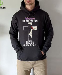 Minnesota Vikings in My Veins Jesus in My Heart 2024 Shirt