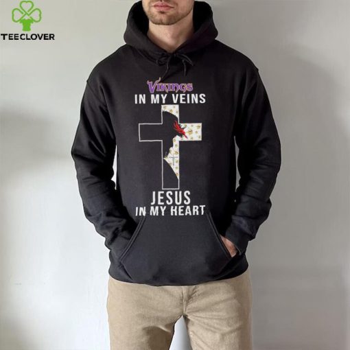 Minnesota Vikings in My Veins Jesus in My Heart 2024 Shirt