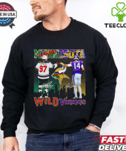 Minnesota Wild Kirill Kaprizov and Vikings Sam Darnold signatures shirt
