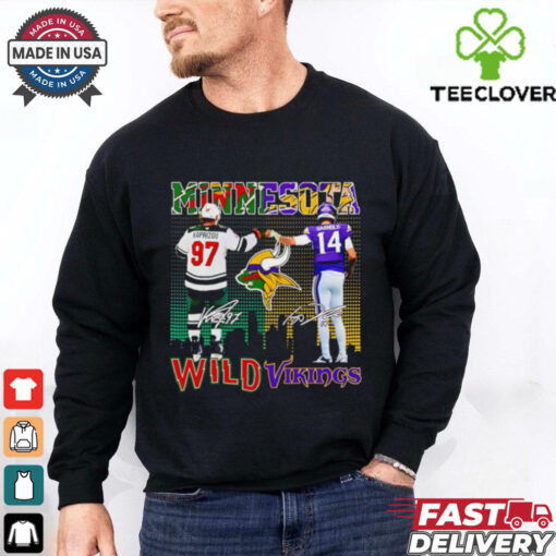 Minnesota Wild Kirill Kaprizov and Vikings Sam Darnold signatures shirt