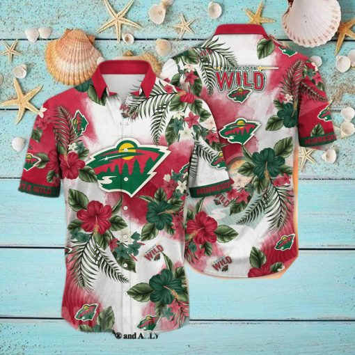 Minnesota Wild NHL Flower All Over Print Unisex Hawaiian Shirt