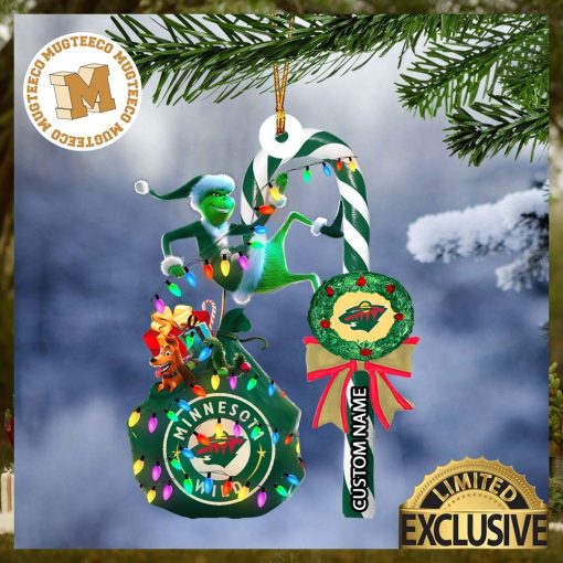 Minnesota Wild NHL Grinch Candy Cane Personalized Xmas Gifts Christmas Tree Decorations Ornament_59394738 1