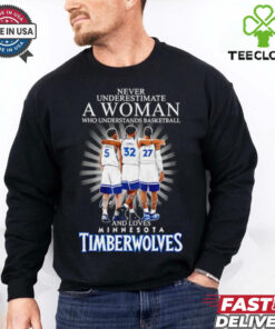 Minnesota timberwolves never underestimate a woman and loves shirt 1 Minnesota timberwolves never underestimate a woman and loves shirt