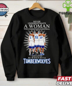 Minnesota timberwolves never underestimate a woman and loves shirt 2 Minnesota timberwolves never underestimate a woman and loves shirt