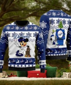 Minnie Mouse Dodgers Ugly Christmas Sweater With Trophy Design