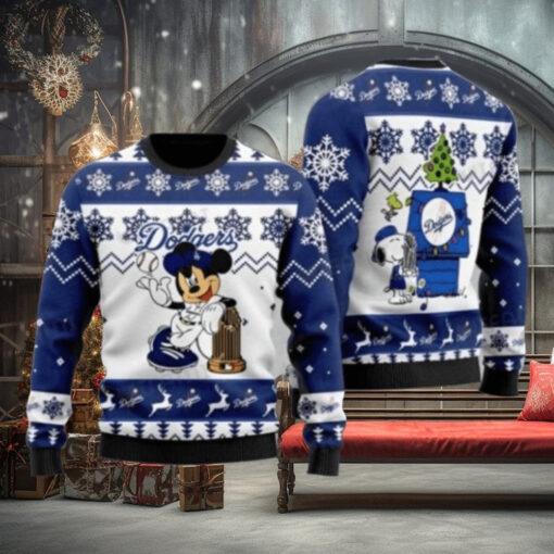 Minnie Mouse Dodgers Ugly Christmas Sweater With Trophy