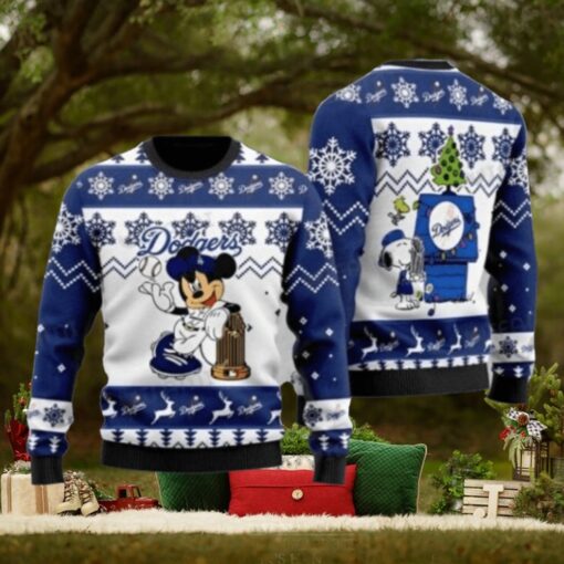 Minnie Mouse Dodgers Ugly Christmas Sweater With Trophy