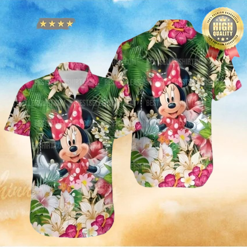 Minnie Mouse Pink Floral Pattern Disney Hawaiian Shirt