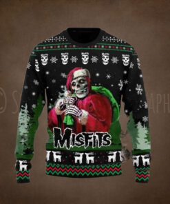 Misfits Santa Skull Chirstmas Gifts 2024 Xmas For Family And Friends Ugly Sweater