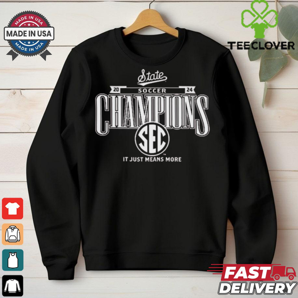 Mississippi State Bulldogs 2024 SEC Soccer Regular Season Champions It Just Means More Locker Room t shirt Mississippi State Bulldogs 2024 SEC Soccer Regular Season Champions It Just Means More Locker Room t shirt