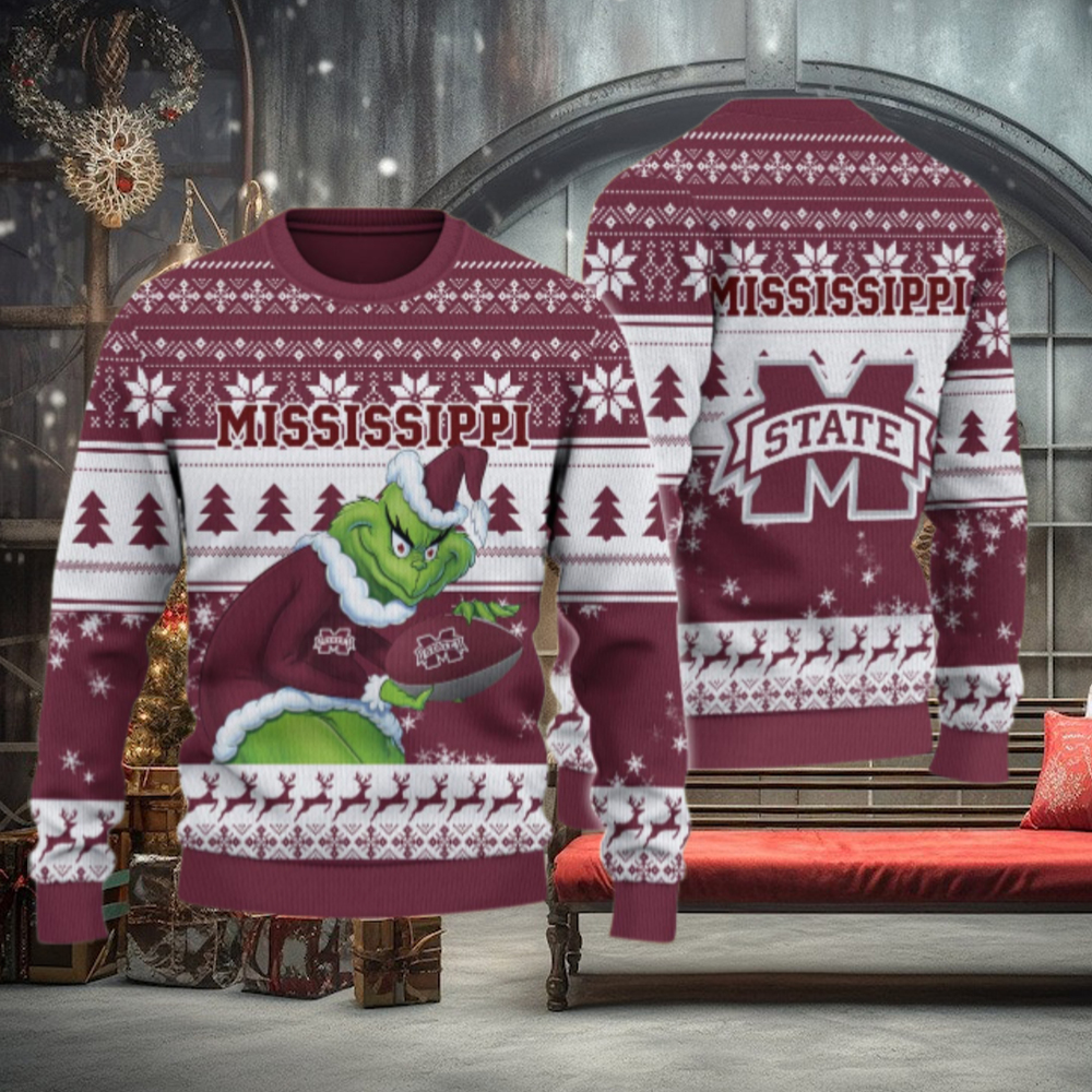 Mississippi State Bulldogs Grinch Ugly Christmas Sweater Mississippi State Bulldogs Grinch Ugly Christmas Sweater