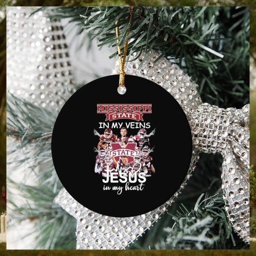 Mississippi State Bulldogs In My Veins Jesus In My Hearts Signatures Ornament Christmas