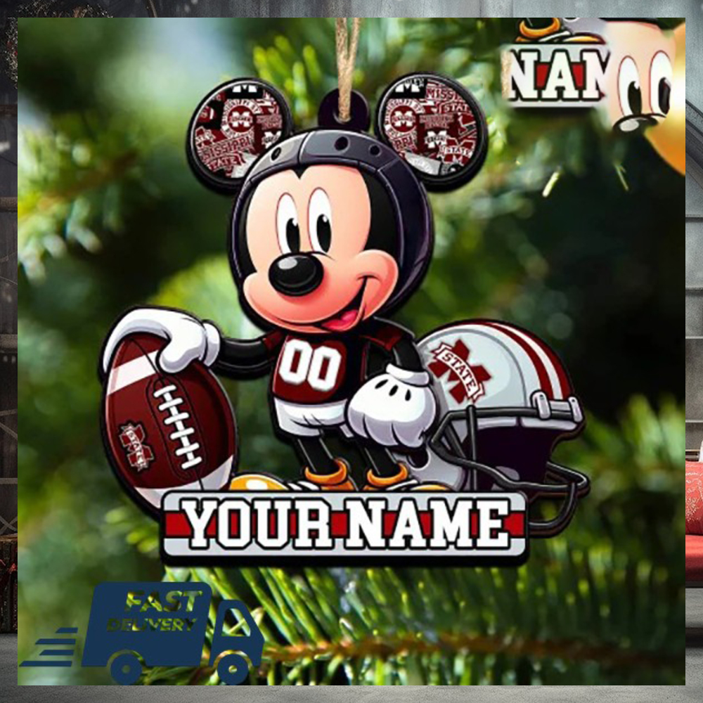 Mississippi State Bulldogs NCAA Mickey Mouse Christmas Tree Decorations Custom Name Xmas Ornament Mississippi State Bulldogs NCAA Mickey Mouse Christmas Tree Decorations Custom Name Xmas Ornament
