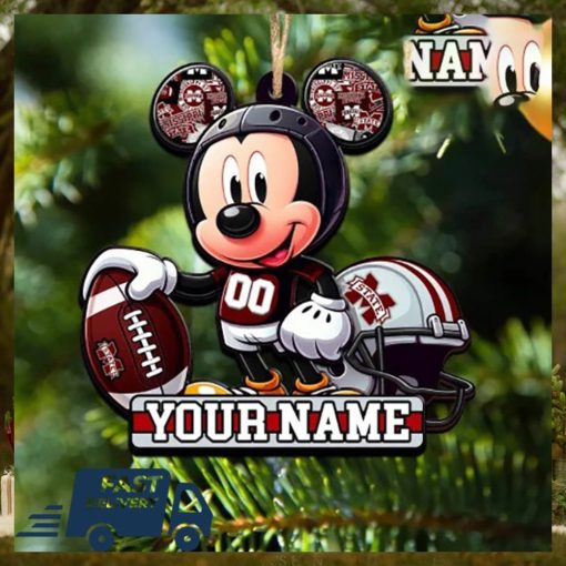 Mississippi State Bulldogs NCAA Mickey Mouse Christmas Tree Decorations Custom Name Xmas Ornament