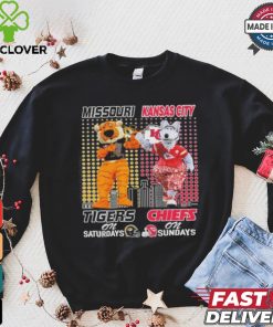 Missouri Tigers On Saturdays and Kansas City Chiefs On Sundays Mascots T Shirt 1 Missouri Tigers On Saturdays and Kansas City Chiefs On Sundays Mascots T Shirt