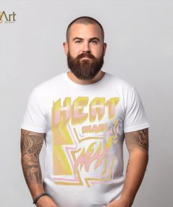 Mitchell and Ness Miami Heat Off White Sidewalk Sketch T Shirt