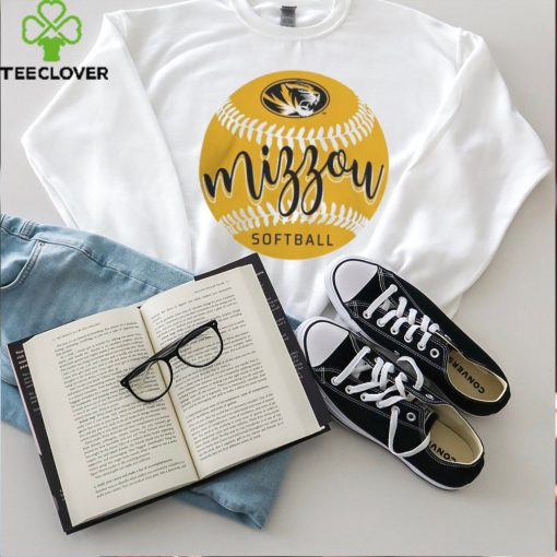Mizzou Tigers Softball Script Tiger Head White T Shirt