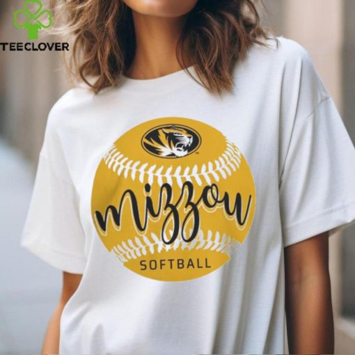 Mizzou Tigers Softball Script Tiger Head White T Shirt